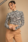 White Zebra Pattern Sheer Bodysuit