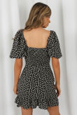Black Frill Hem Floral Day Dress