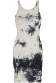Black Tie Dye Print Muscle Back Mini Dress