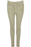 Light Khaki Knee Ripped High Waisted Skinny Jeans