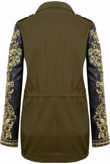 Khaki Jacket With Golden Embroidered PVC Arms