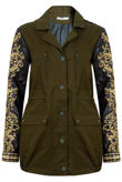 Khaki Jacket With Golden Embroidered PVC Arms