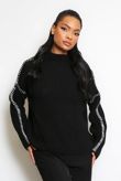 Black Contrast Stitch High Neck Jumper