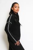 Black Contrast Stitch High Neck Jumper