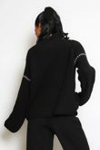 Black Contrast Stitch High Neck Jumper