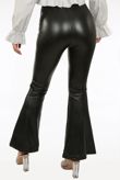 Black Faux Leather Ankle Slit Flares