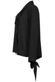 Black Front Tie Up Button Up Tops 