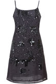 Graphite Sequin Pattern Sleeveless Shift Cocktail Dress