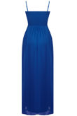Blue Diamante Stud Detailed Front Slit Maxi Dress