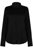 Black Satin Front Button Up Shirt