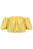 Yellow Elasticated Bardot Crop Top