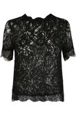 Black lace Embroidered Back Zip Up Top