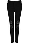 Black Studded Knees Ripped Jeans