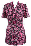 Leopard Printed Overlap Fuchsia Playsuit