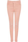 Pink Studded Knees Ripped Jeans