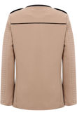 Beige Contrast Detail Round Neck Jacket