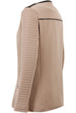 Beige Contrast Detail Round Neck Jacket