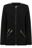 Black Contrast Detail Round Neck Jacket 