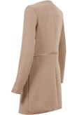 Beige Zip Detail Long Double Pocket Coat