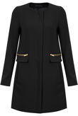 Black Zip Detail Long Double Pocket Coat