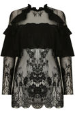 Black Floral Mesh Layered Tops