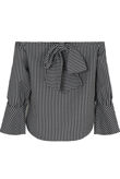 Striped Off Shoulder Back Tie Up Tops