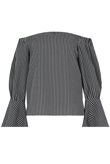 Striped Off Shoulder Back Tie Up Tops