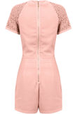 Rose Block Colour Knitted Flower Back Zip Up Playsuit 