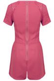 Fuschia Block Colour Knitted Flower Back Zip Up Playsuit
