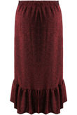 Wine Lurex Frill Trim Midi Skirt