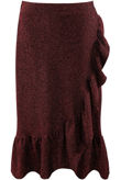 Wine Lurex Frill Trim Midi Skirt