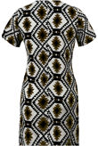 Khaki Symmetrical Contrast Block Print Mini Dress