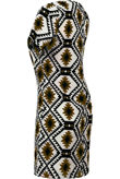 Khaki Symmetrical Contrast Block Print Mini Dress