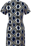 Navy Symmetrical Contrast Block Print Mini Dress