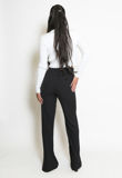 Black Tailored Wide Leg Trouser With Button Detail