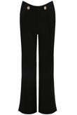Black Tailored Wide Leg Trouser With Button Detail