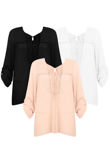 Cheesecloth Tie Neck Blouse - 3 Colours Pack