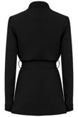 Black Coat With Wrap Front & Funnel Neck
