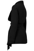 Black Coat With Wrap Front & Funnel Neck