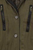 Khakhi Fur Hooded Parka Jacket With Long PVC Sleeves