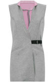 Grey and Pink Contrast Lining Collar Gilet
