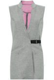 Grey and Pink Contrast Lining Collar Gilet