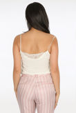 Beige Front & Back Lace Insert Chiffon Vest