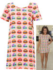 Lips Print Shift Dress in Pink