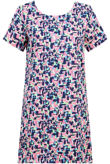 Pink & Blue Mix Print Back Zip Up Shift Dress