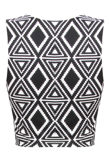 Monochrome Aztec Plaid Print Cropped Bralet Top