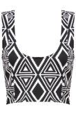 Monochrome Aztec Plaid Print Cropped Bralet Top