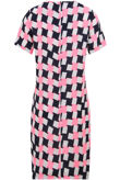 Pink Block Print Contrast Crepe Shift Dress