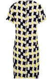 Yellow Block Print Contrast Crepe Shift Dress
