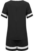 Black Mesh Panel Detail Zip Up Suit Set